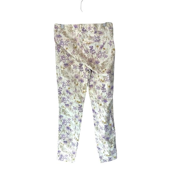 Old Navy Purple Floral Office Work Straight Leg Pixie Dress Pants Size 4 Tall - Picture 10 of 13